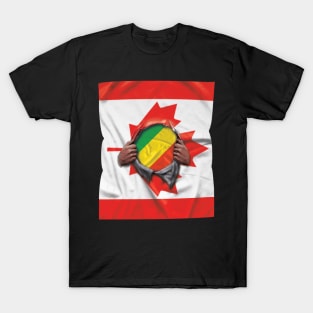 Republic Of The Congo Flag Canadian Flag Ripped - Gift for Congon From Republic Of The Congo T-Shirt